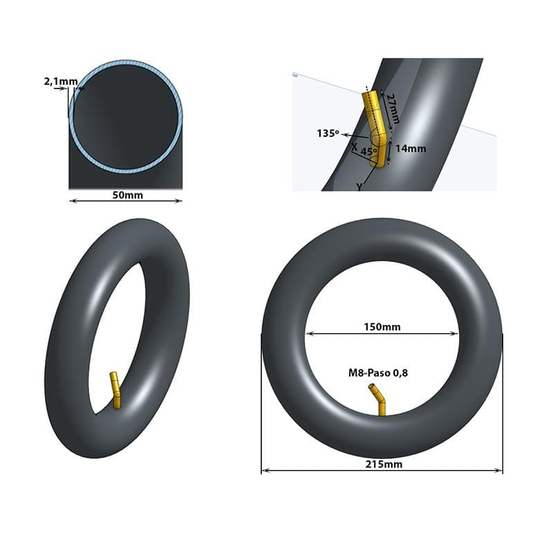 Schlauch 8,5x2 VC 135x45 Grad Ewheel