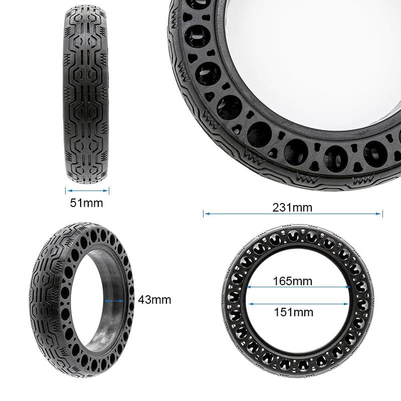 Vollgummi-Lochreifen 60/70-6,5/B44 (10x2,5-6,5) für Ninebot G30