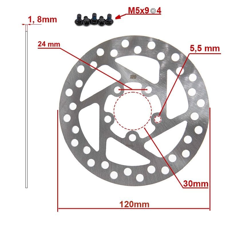 Bremsscheibe 120mm 5H Silber für Xiaomi M365, Essential, 1S, Pro/2