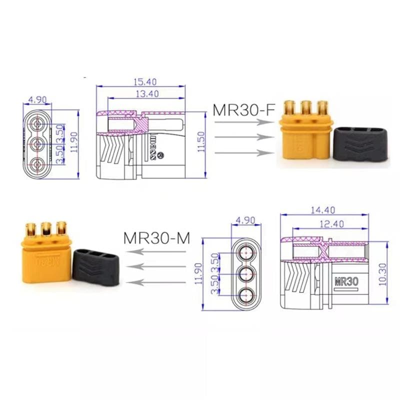 MR30 Amass Stecker mit Schutz - 5M/5F