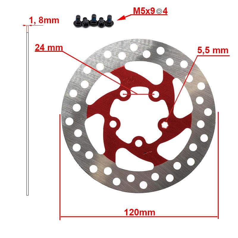 Bremsscheibe 120mm 5H rot