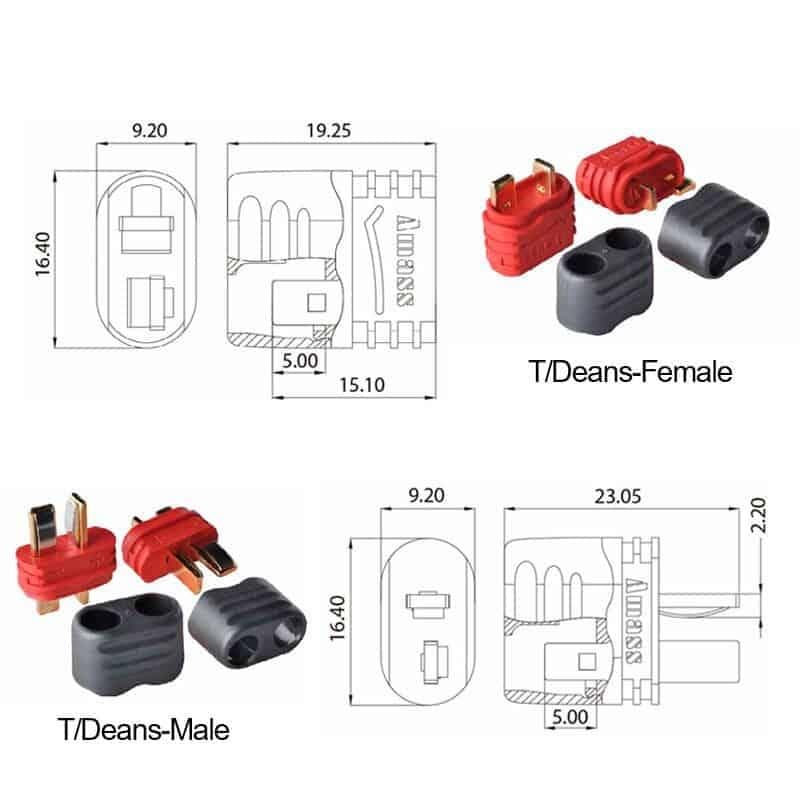 T-DEAN Amass Stecker mit Schutz - 5M/5F