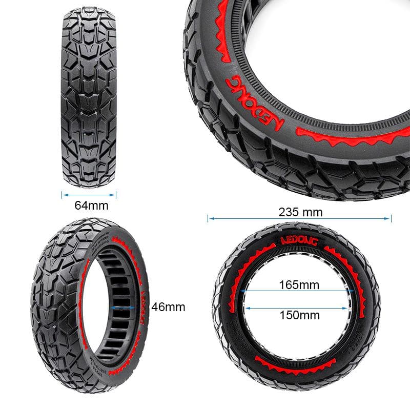 Ultraleicht Offroad Vollgummi Rad 10x2,5/B44 - Rot [Nedong]