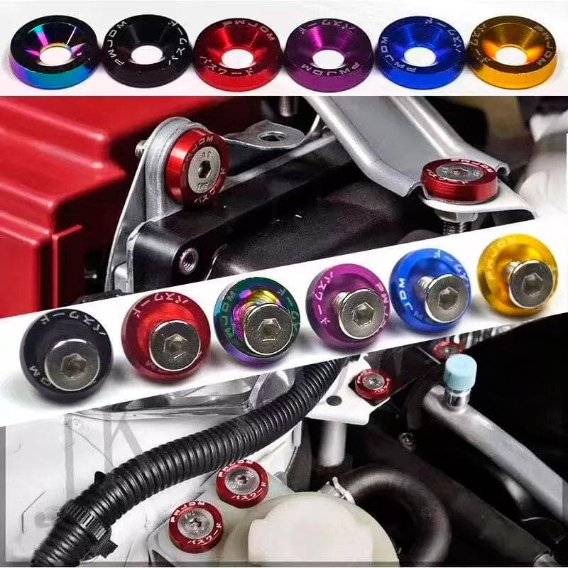 Rondelle JDM roja con tornillos M6x16 - 10uds