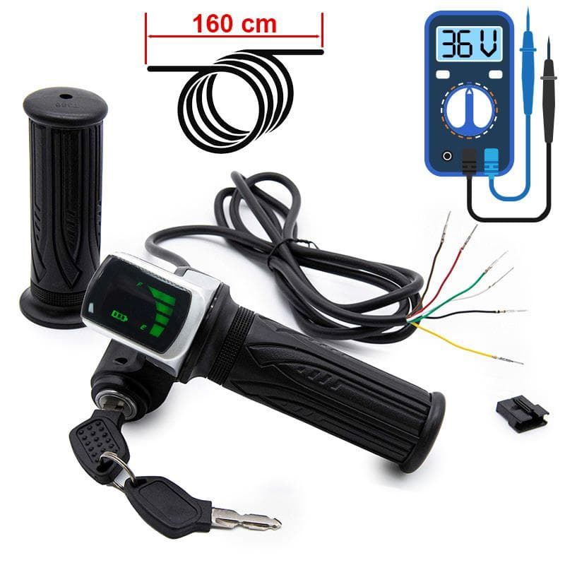Drehgasgriff mit Batterieanzeige (36V) und Schlüssel - SM-Anschluss