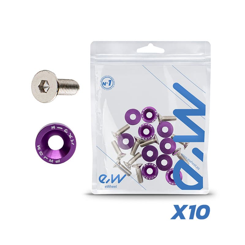 JDM Waschscheibe violett mit Schrauben M6x16 - 10Stk