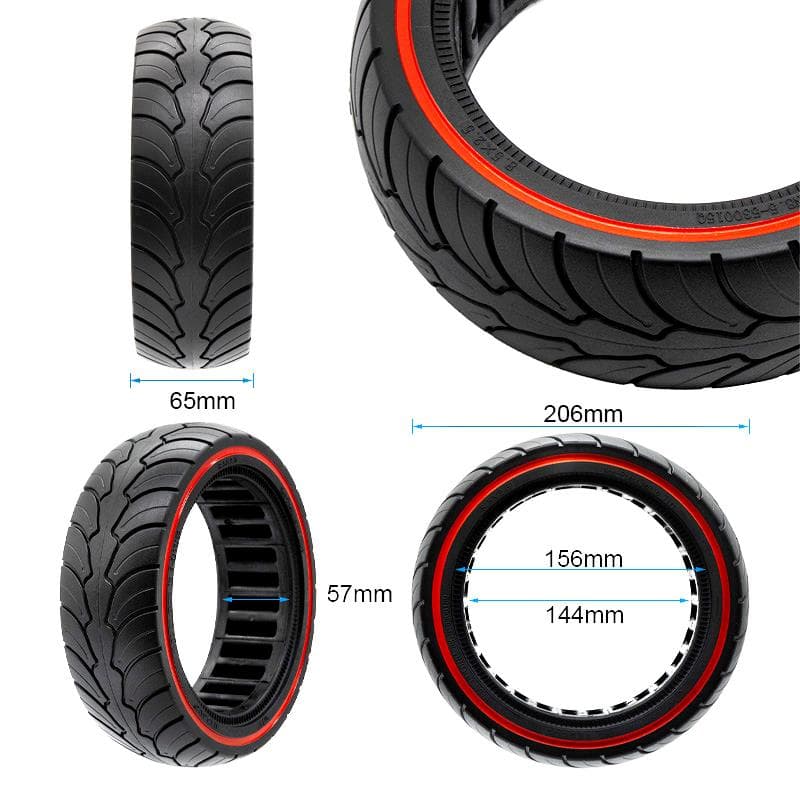 Ultraleicht Vollgummirad 8,5x2,5-6,1/B58 - rote Linie (gültig für Dualtron Mini) [Ewheel]