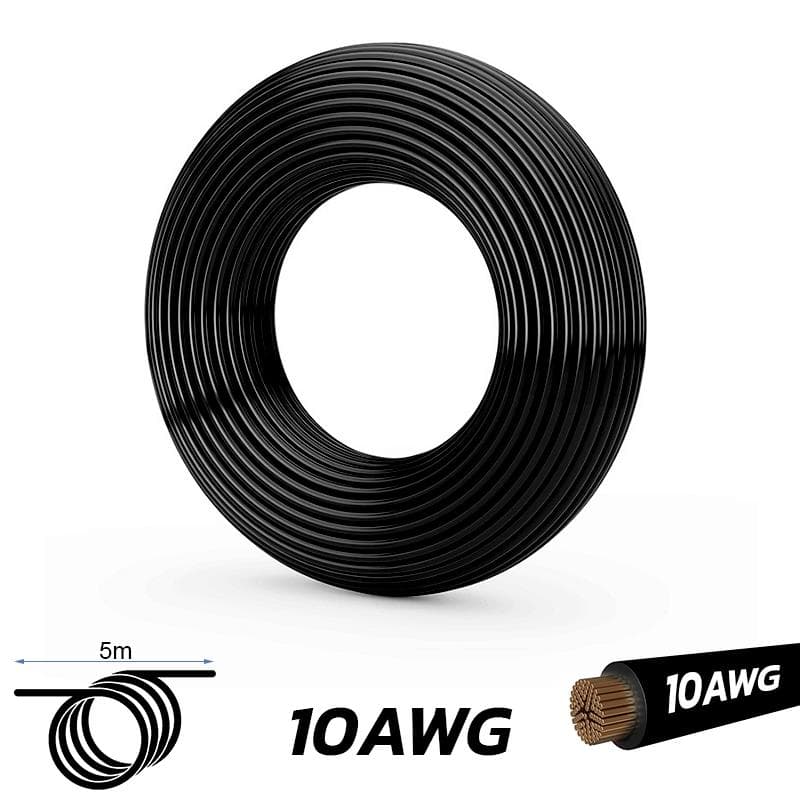 Schwarzes Kabel 10 AWG - 5M