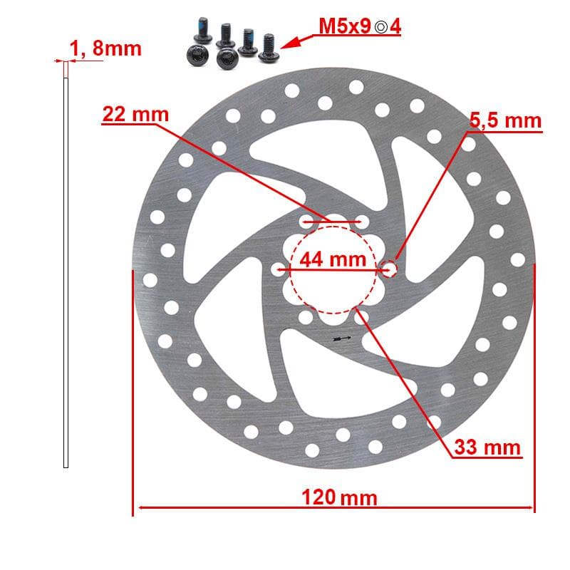 Bremsscheibe 120mm 6H Silber fuer Cecotec Outsider/Bongo Serie A