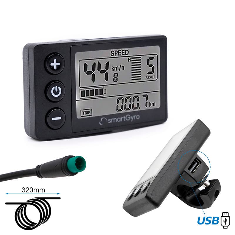 Display S866 mit wasserdichtem Anschlusskabel mit USB-Port SmartGyro