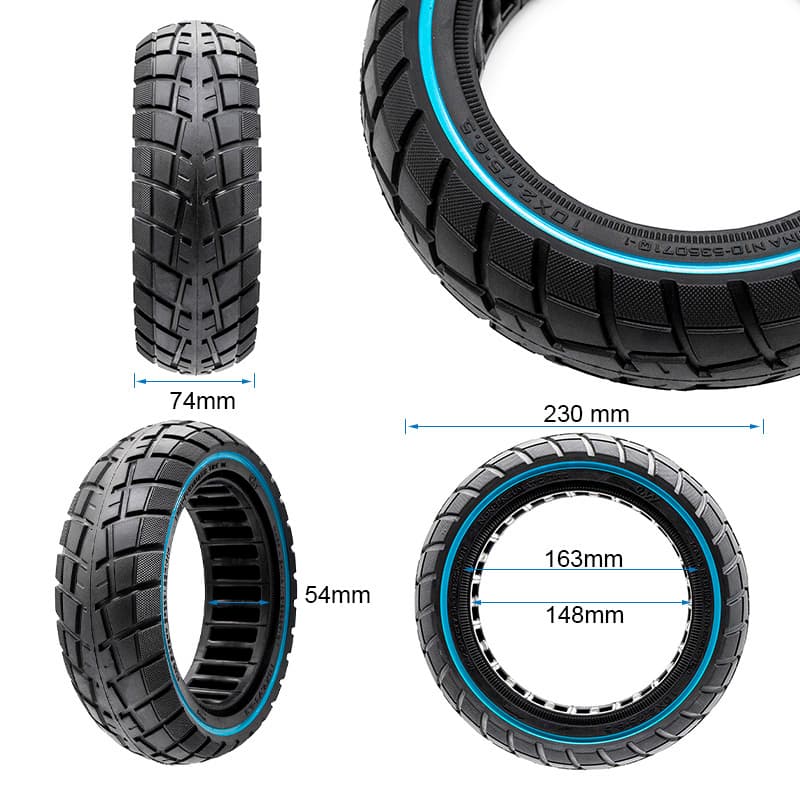 Ultraleichtes Vollgummi Offroad-Rad 10x2,75-6,5/B55 - blaue Linie [Ewheel]