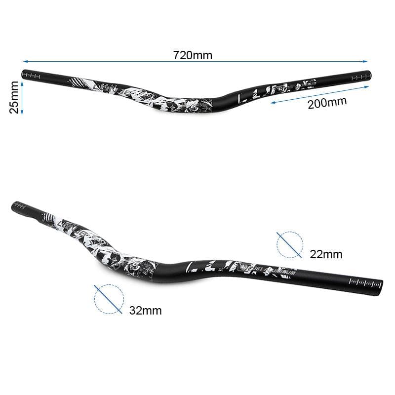 720 mm Lenker mit 25 mm Erhöhung schwarz-weiß