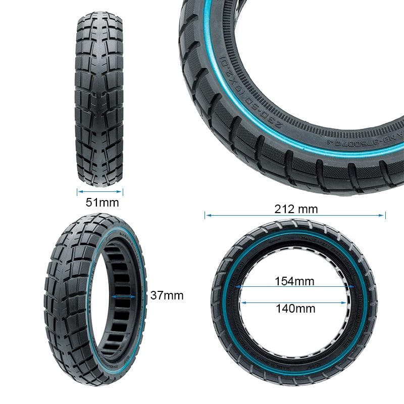 Ultraleichtes Vollgummirad Offroad 230x50 / 9x2-6,1/B34 - blaue Linie [Ewheel]
