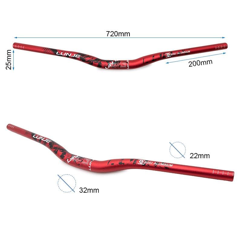 Lenker 720 mm mit 25 mm Erhöhung, rot-schwarz