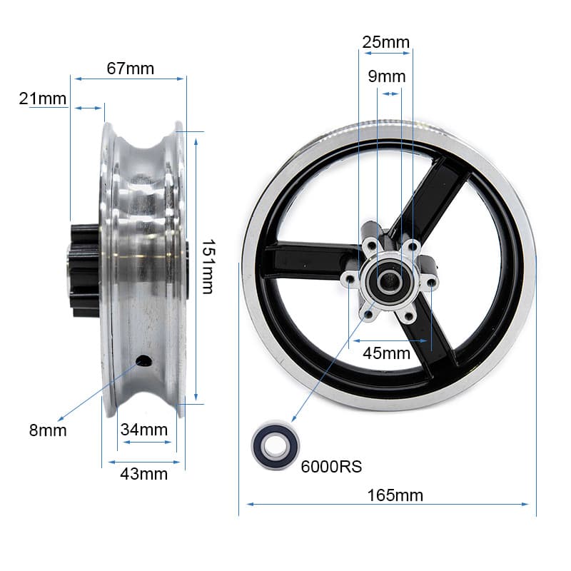 Rad 6 Zoll mit Felge 34 mm für Kugoo Kirin M4