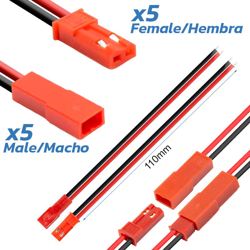 JST Stecker mit Kabel - 5M/5F