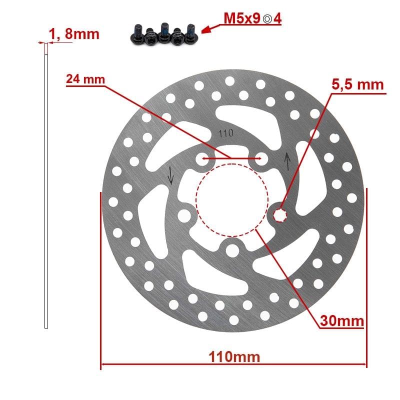 Bremsscheibe DV5-2 110mm 5H Silber für Xiaomi Essential und 1S neues Modell